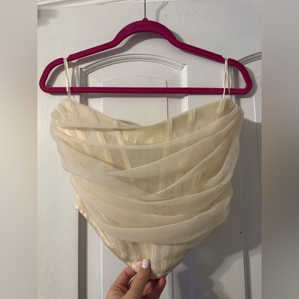 NWT. Molly and Zoey Strapless Corset Nude Mesh Top Size Medium.